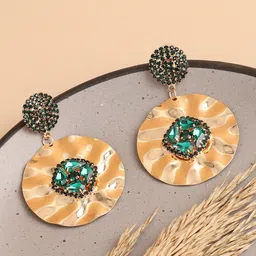 DressBerry Gold-Plated Stones Studded Drop Earrings-37