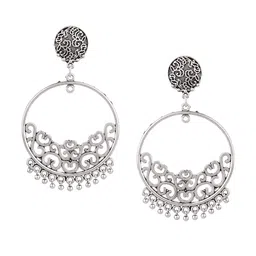 FEMMIBELLA Silver-Plated Contemporary Drop Earrings-11