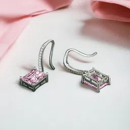 Designs & You Silver-Plated Cubic Zirconia Studded Geometric Drop Earrings-38