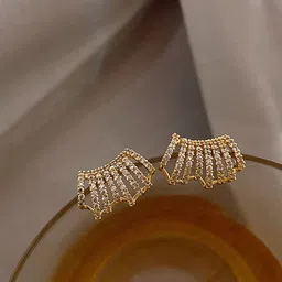 FIMBUL Gold-Plated Artificial Stones-Studded Stud Earrings-8