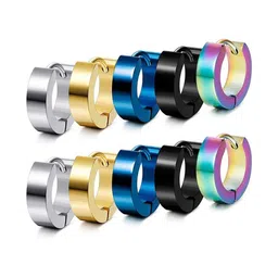 MEENAZ Silver-Toned Contemporary Studs Earrings-18