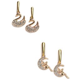 EL REGALO Set Of 2 Artificial Stones-Studded Contemporary Drop Earrings-image-72