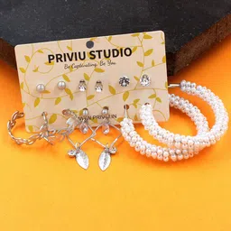 PRIVIU Set Of 6 Hoop and Stud Earrings-88
