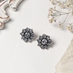 TEEJH Silver-Toned Contemporary Studs Earrings-16