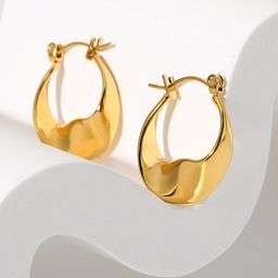 PALMONAS 18KT Gold Plated Stainless Steel Circular Hoop Earrings-12
