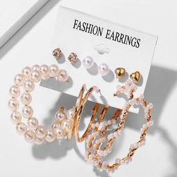 YouBella Set Of 6 Gold-Toned Contemporary Studs Earrings-15