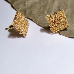 BeAbhika Gold-Plated Square Shaped Stud Earrings-4