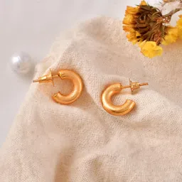 Silvermerc Designs Gold Plated Contemporary Studs Earrings-13