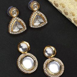 OOMPH Set Of 2 Triangle Shaped Drop Earrings-7