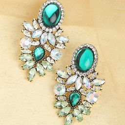 SOHI Green Gold Plated Contemporary Drop Earrings-18