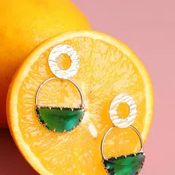SOHI Gold-Toned & Green Gold-Plated Circular Drop Earrings-image-24