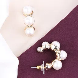 VOGUE PANASH Gold-Plated Beaded Half Hoop Earrings-picture-31
