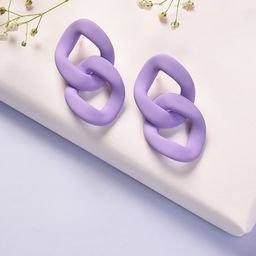 SOHI Purple Contemporary Studs Earrings-image-27