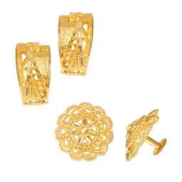 Vighnaharta Set Of 2 Gold-Plated Contemporary Studs Earrings-image-41