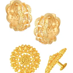 Vighnaharta Set of 2 Gold-Plated Studs & Hoop Earrings-30