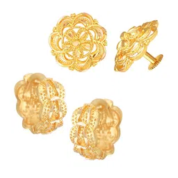 Vighnaharta Set of 2 Gold-Plated Studs & Hoop Earrings-41