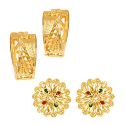 Vighnaharta Set of 2 Gold-Plated Studs & Hoop Earrings-42