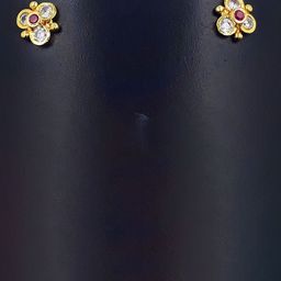 Anujeet Fashion Hub Gold-Plated American Diamond Studded Floral Studs Earrings-image-35