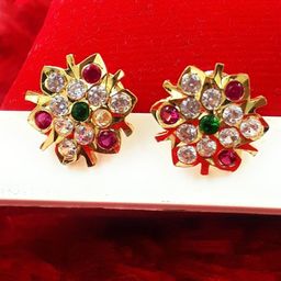 Anujeet Fashion Hub Gold-Plated American Diamond Studded Contemporary Studs Earrings-image-66