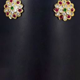 Anujeet Fashion Hub Gold Plated Covering 5 metal Impon AD-Stone Studded Floral Studs-17