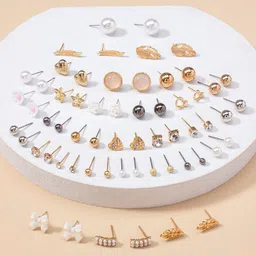 Shining Diva Fashion Set of 30 Contemporary Studs Earrings image 2