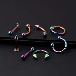 Yellow Chimes Set Of 8 Contemporary Studs Earrings-image-96