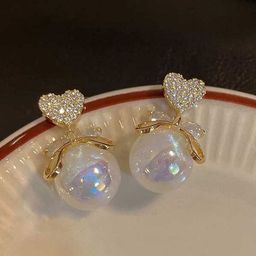 PolluxCraft Gold-Plated Pearls Studded Heart Shaped Studs-33