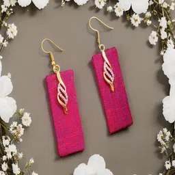 UNIVERSITY TRENDZ Gold-Plated Classic Stone Studded Drop Earrings-image-4