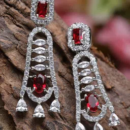 ZENEME Rhodium-Plated Classic Drop Earrings-image-20