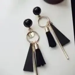 styledose Gold-Plated Artificial Stones Studded Contemporary Shaped Drop Earrings-14