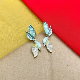 styledose Stainless Steel Gold-Plated Artificial Stones StuddedDrop Earrings-28