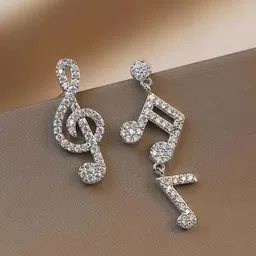styledose Stainless Steel Silver-Plated Artificial Stones Studded Classic Drop Earrings-35