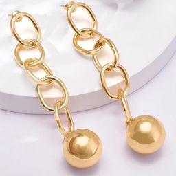Rubans Voguish Gold-Plated Classic Linked Chain Drop Earrings-1
