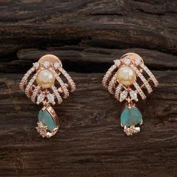 Kushal's Fashion Jewellery Rose Gold-Plated Cubic Zirconia Studded Drop Earrings-image-67
