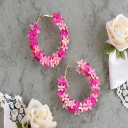UNIVERSITY TRENDZ Gold-Plated Beaded Classic Hoop Earrings-image-85