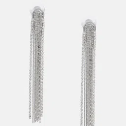 Kazo Silver-Plated Classic Rhinestone Studded Hoop Earrings-5