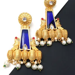 Ozanoo Gold-Plated Floral Drop Earrings-45
