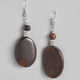 RICHEERA Beaded Silver-Plated Oval Drop Earrings-88
