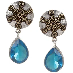 Bamboo Tree Jewels Silver-Toned Diamond Shaped Drop Earrings-11