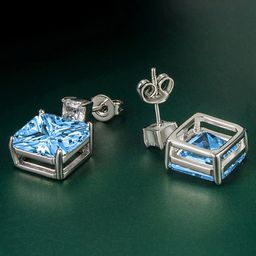 Designs & You Cubic Zirconia Silver Plated Square Studs Earrings image 2