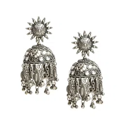 Sangria Oxidised Silver-Plated Jhumkas image 2