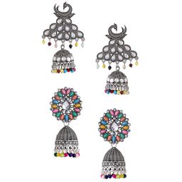 Yellow Chimes Set Of 2 Oxidised Jhumkas image 2