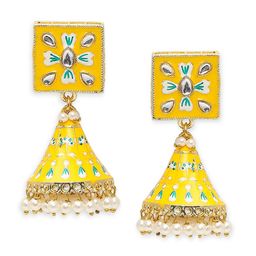 OOMPH Kundan Studded Geometric Jhumkas image 2