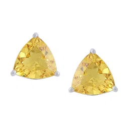 THE AAB STUDIO Rhodium-Plated Artificial Stones Studded Triangular Studs Earrings image 4