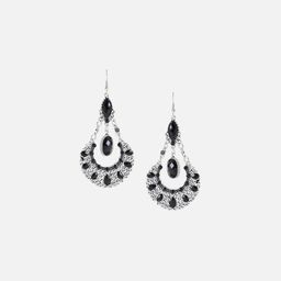 SOHI Silver Plated Artificial Stones Drop Earrings image 3