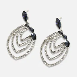SOHI Silver-Plated Artificial Stones Drop Earrings image 4