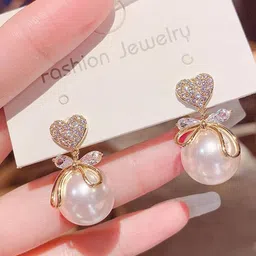 Celestique Gold-Plated Stone Studded Contemporary Drop Earrings image 5