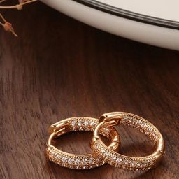 Shining Diva Fashion Rose Gold Contemporary Hoop Earrings-28