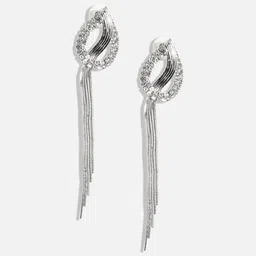 SOHI Silver-Plated Teardrop Shaped Drop Earrings image 5