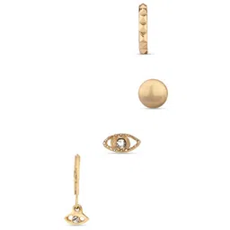 ToniQ Pair Of 4 Gold Plated Geometric Studs Earrings image 3